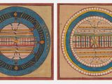 deux tableaux représentant un bâtiment et un bâtiment surmonté d'une horloge