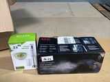 a box of food sitting on the floor next to a cardboard box