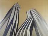 a picture of a picture of a building made out of strips of paper