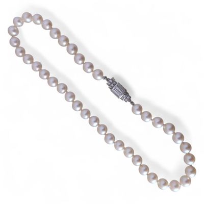 COLLIER ras du cou perles de culture beau fermoir or gris di…
