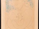 l'image d'un dessin représentant une femme tenant un bébé