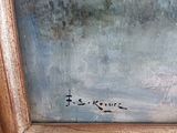 an image of a painting of a man in a boat on the water