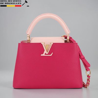 Sac à main en cuir rose « Louis Vu Vu » avec finitions dorées