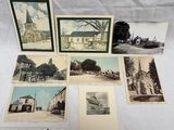 plusieurs anciennes cartes postales représentant une église et une église avec un clocher