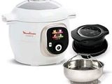 an image of a white rice cooker with a pot and a bowl on the side
