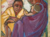 an image of a painting of a woman holding a baby