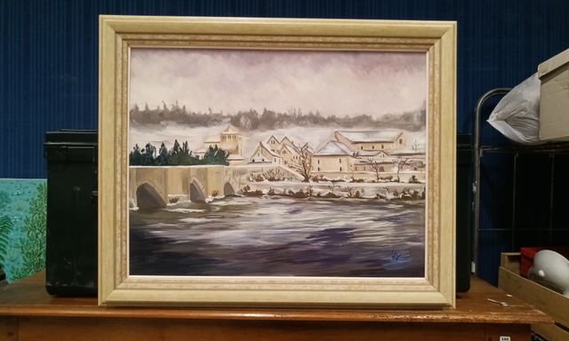 Jean-Christophe COUCHOT (Xx) « vue de village enneigé ». Huile su...