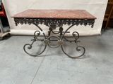 a table that has a marble top on it