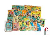 a pile of mickey mouse books on a white surface