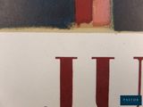 an image of a painting of a red door with the word u painted on it
