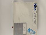 a white box with a blue and white label on it