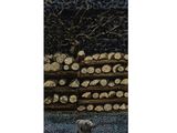 an image of a painting of a dog standing in front of a pile of logs