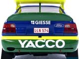 a green and yellow car with a yellow roof