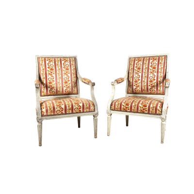 paire de fauteuils français du XIXe siècle de style Louis XVI, avec assises rembourrées