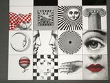 black and white drawing of a collage of images of a woman ' s face