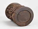 an image of a wooden container with a lid on a white surface