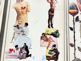many different pictures of a man and woman on the wall