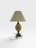 Pied de lampe en bois peint à l'imitation du marbre et céram…