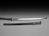 une paire de sabres de samouraï à poignée en bois