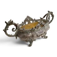 JARDINIERE en bronze argenté à décor rocaille (photo 2)
