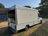 un camion blanc garé dans l'herbe