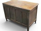 an old wooden chest on a white background
