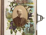 an old book with a picture of a man with a beard