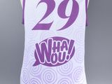 a white and purple basketball jersey with the number 29 on it