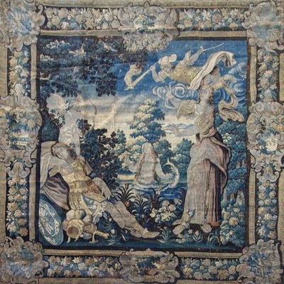 une image représentant une tapisserie sur laquelle figurent une femme et un homme