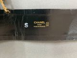 chanel 70 black leather belt with gold hardware