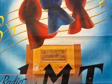 an image of a poster for a musical show with three birds on top of a radio