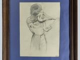 drawing of a woman holding a violin in her hands