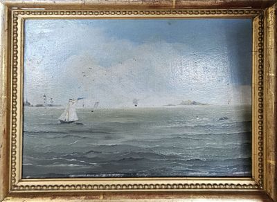 une image d'un tableau représentant un voilier dans l'eau