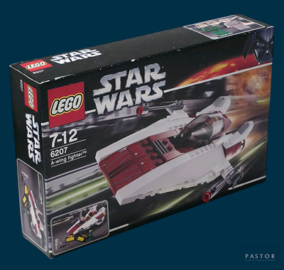 a box of lego star wars sets on a blue background