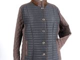 men ' s quilted jacket with brown trims and buttons