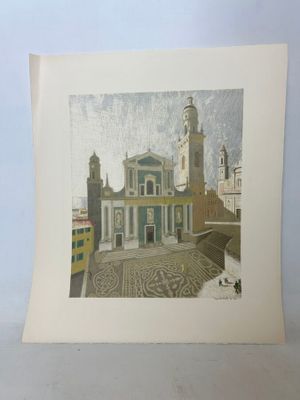 a picture of a picture of a building with a clock tower in the background