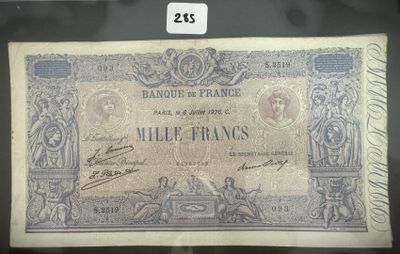 un ancien billet de banque français sur lequel figurent deux hommes