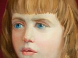 painting of a little girl with a red hair and blue eyes