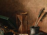 an image of a painting of a table with a red cloth