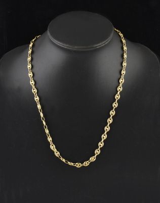 Collier ras de cou en or jaune 18K à maille grain de café (U… - Photo 1
