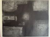 photographie en noir et blanc d'un dessin en noir et blanc représentant un bâtiment