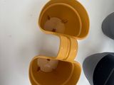 three cups that have been placed on a table