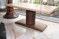 Table basse piètement central à anneaux, dessus marbre année… (photo 2)
