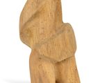 a small wooden sculpture of a bear on a white background