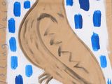 un dessin représentant un oiseau perché sur un morceau de carton