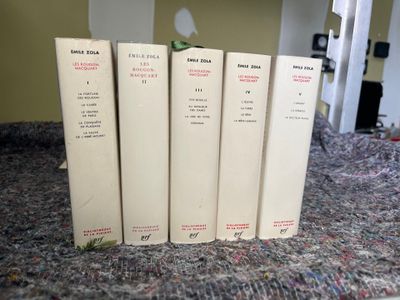 cinq livres posés sur une table