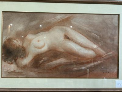 B. Davy SBD, Dessin sur papier à la sanguine et au pastel, f…
