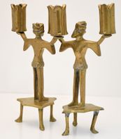 Paire de flambeaux à deux bras de lumière en bronze à fut en… (photo 2)