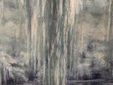painting of weeping willow trees in a park by a lake