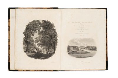 un livre ouvert sur lequel figure l'image d'une maison et d'arbres